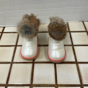 Kids White and Brown Fur Boots